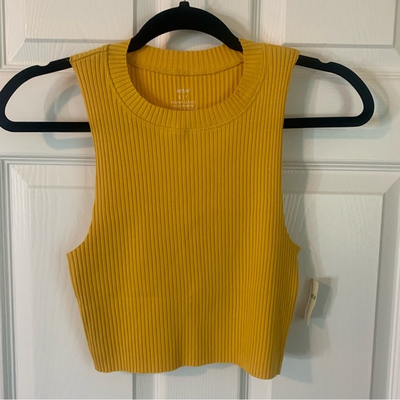 NWT Aerie Mustard Yellow Ribbed Crop Top, size S - Picture 7 of 7